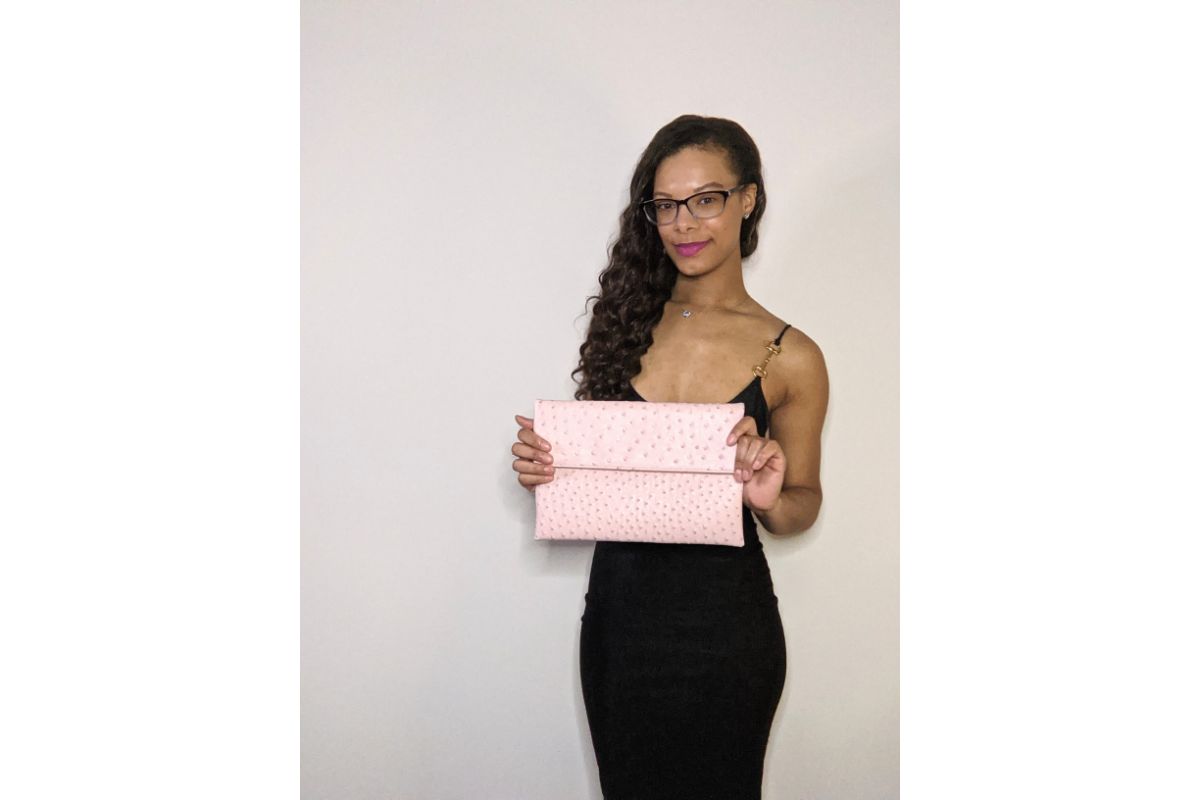 Ostrich-Embossed Vegan Leather Purse