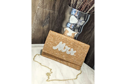 “MRS” Fold-Over Beaded Clutch