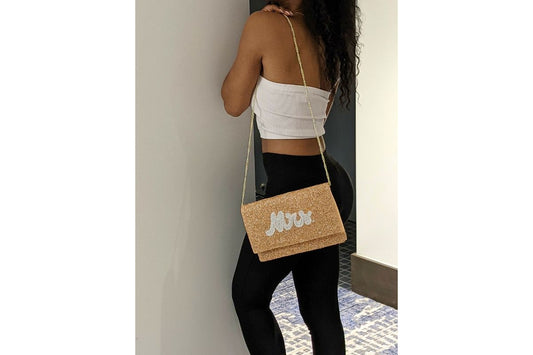 “MRS” Fold-Over Beaded Clutch