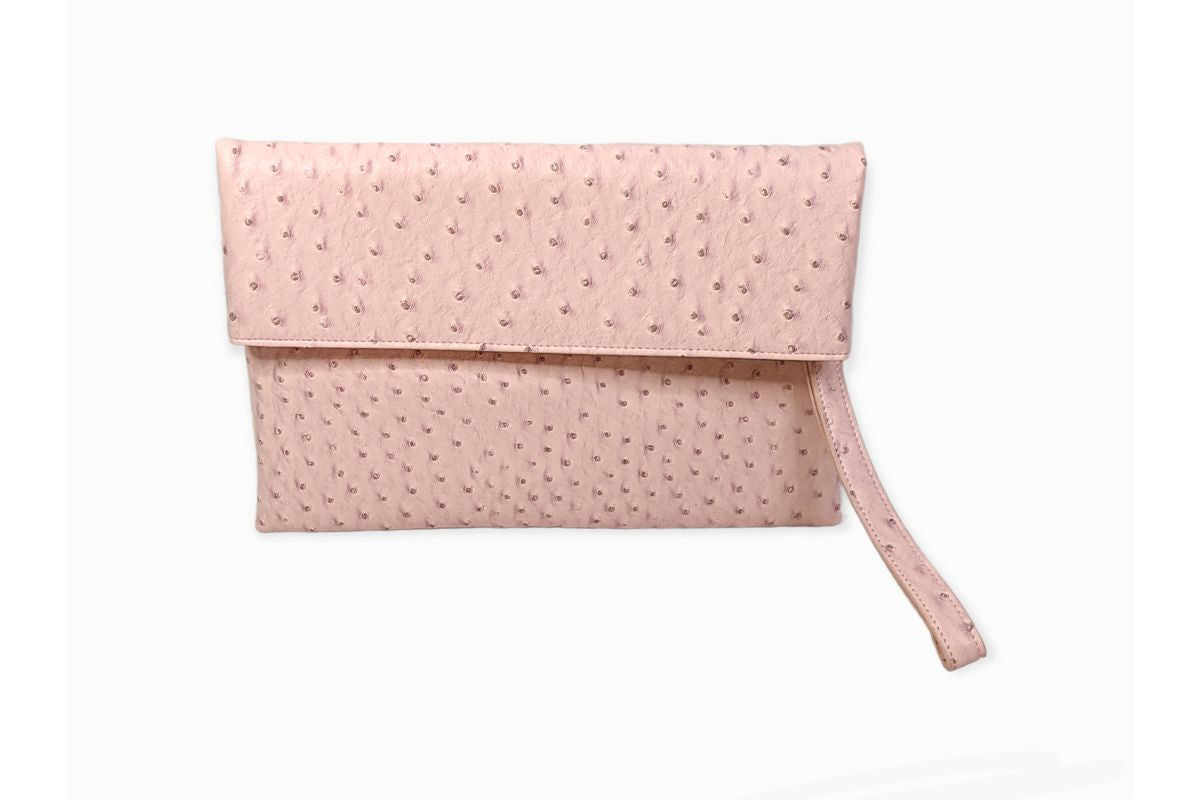 Ostrich-Embossed Vegan Leather Purse