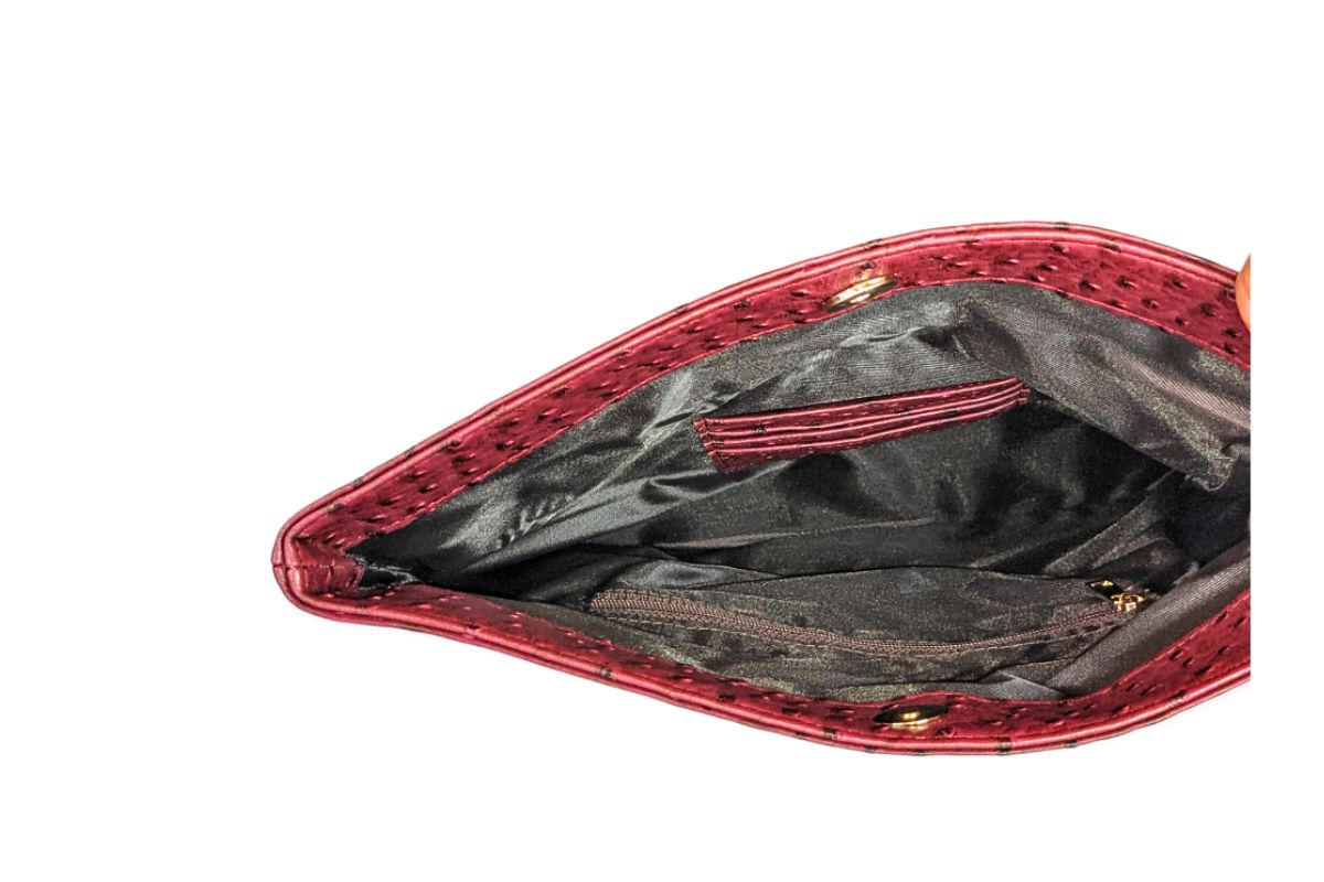 Ostrich-Embossed Vegan Leather Purse