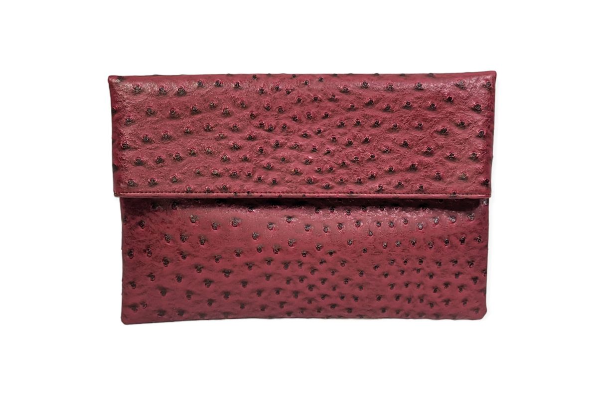 Ostrich-Embossed Vegan Leather Purse