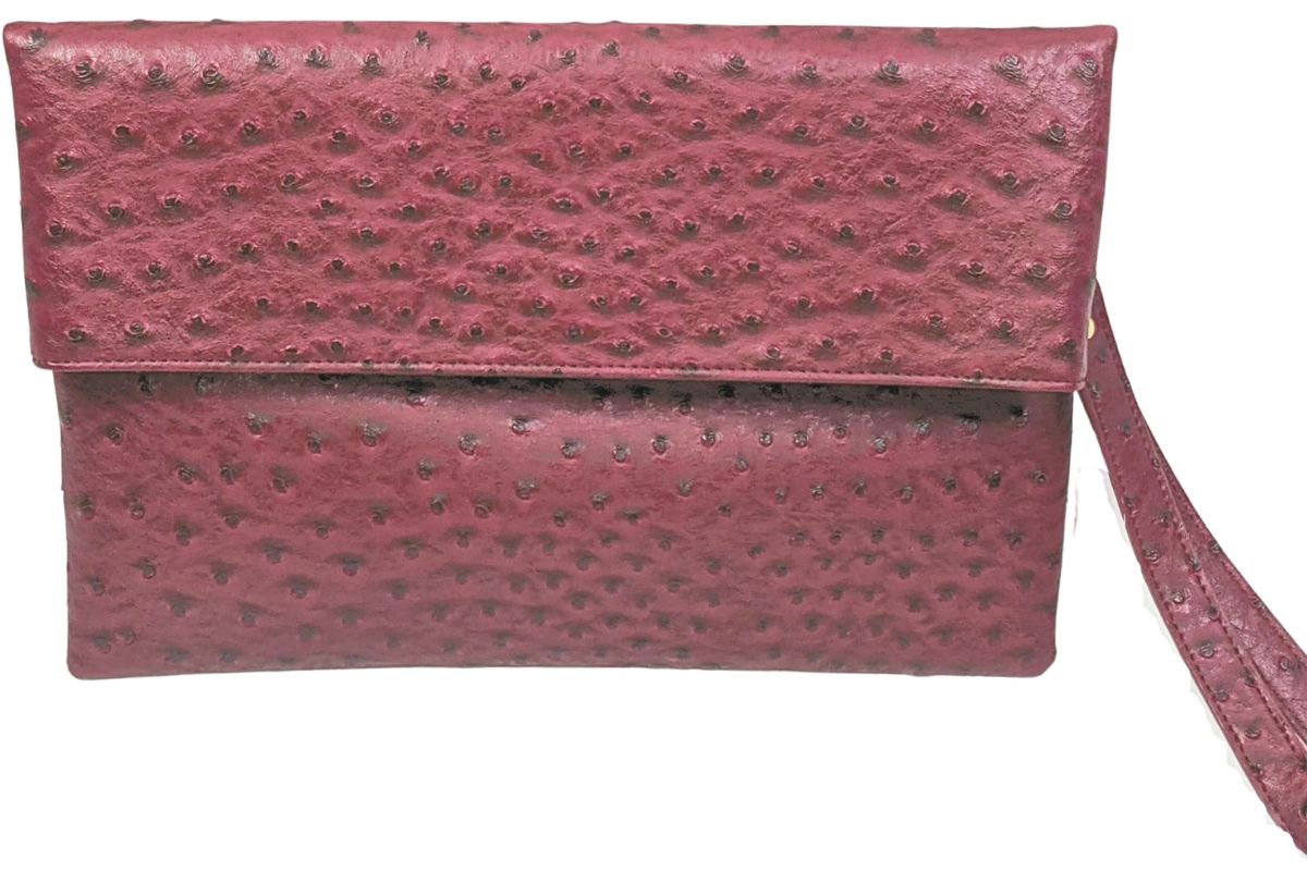 Ostrich-Embossed Vegan Leather Purse