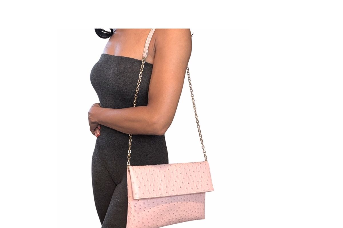 Ostrich-Embossed Vegan Leather Purse