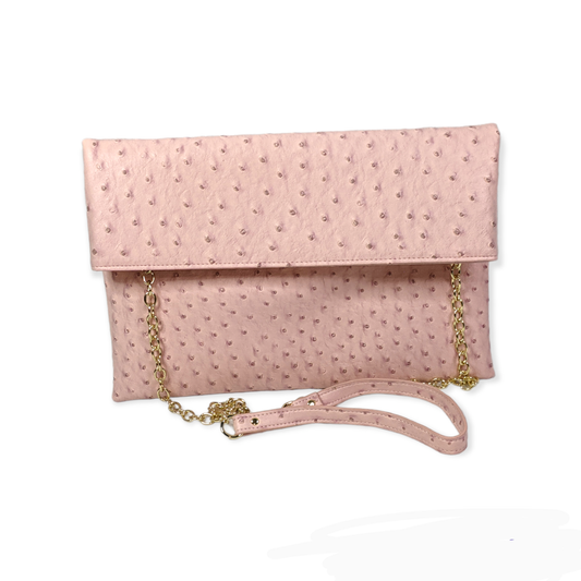 Soft Pink Vegan Leather Ostrich Envelope purse