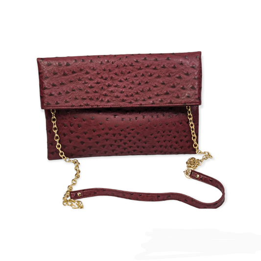 Rosewood Vegan Leather Ostrich Envelope purse