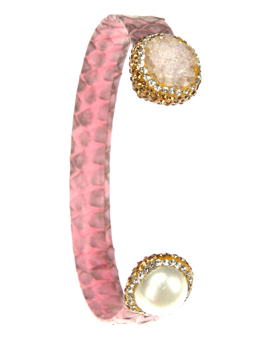 Girlie pink leather cuff bracelet