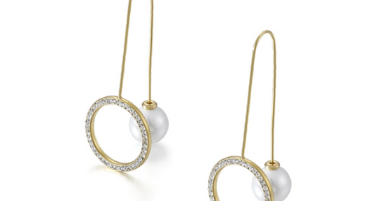 Pearl Gold tone drop earrings