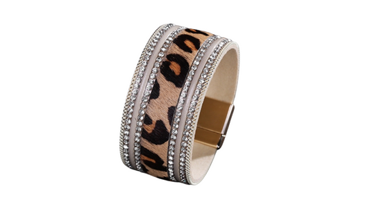 Leopard vegan leather magnetic bracelet