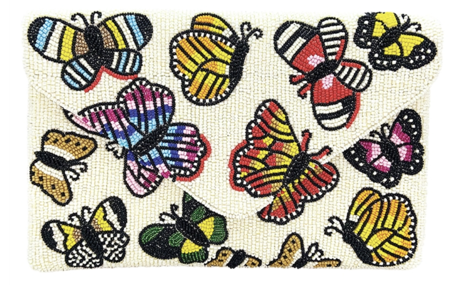 Hand-beaded Butterfly purse