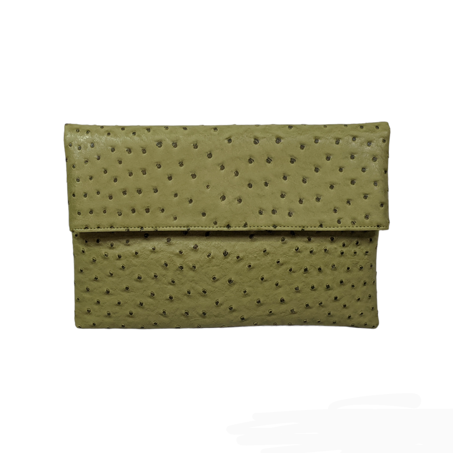 Green Vegan Leather Ostrich envelope purse