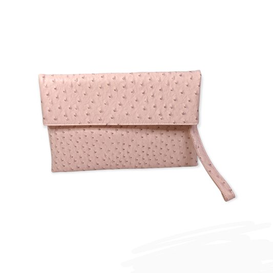 Soft Pink Vegan Leather Ostrich Envelope purse