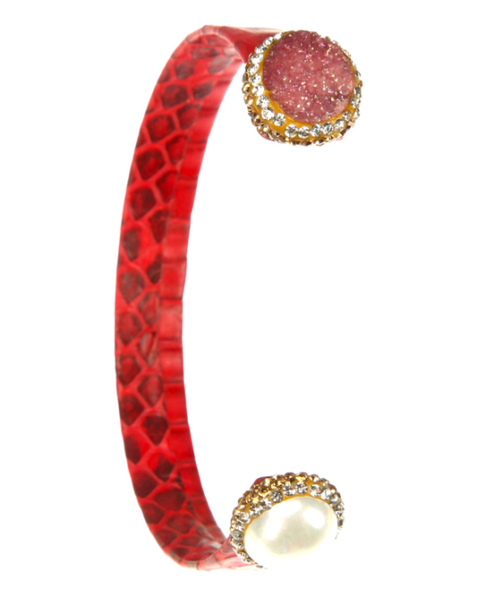 Red leather cuff bracelet