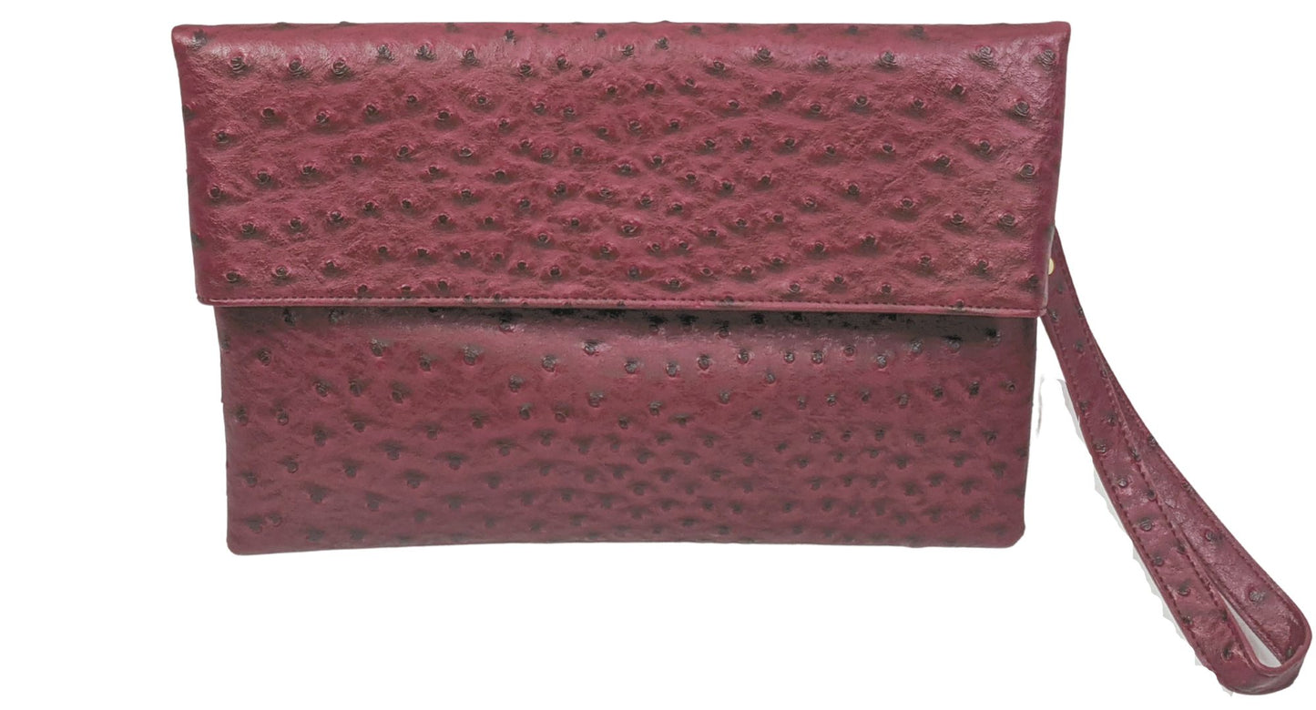 Rosewood Vegan Leather Ostrich Envelope purse